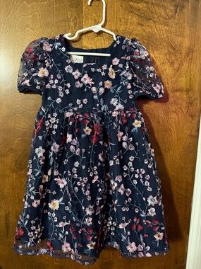 Pippa & Julie Navy Floral Embroidered Party Dress